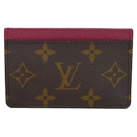 Louis Vuitton-Louis Vuitton Monogram Card Case-Brown,Fuschia
