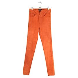 Isabel Marant-Slim leather pants-Orange