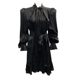 Vestido preto com bolinhas da The Vampire's Wife com cinto de laço Preto