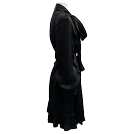 The Vampire's Wife-The Vampire's Wife Black Dotted Dress with Tie Belt-Black