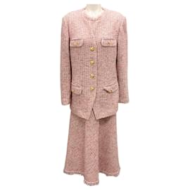 Autre Marque-St. John Pink 2021 Boucle Tweed Jacket and Dress Suit Set-Pink