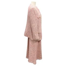 Autre Marque-St. John Pink 2021 Boucle Tweed Jacket and Dress Suit Set-Pink