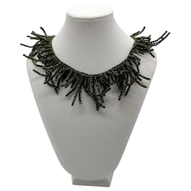 Brunello Cucinelli-Brunello Cucinelli Olive Green Signed Beaded Toggle Necklace-Green