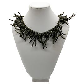 Colar de contas com fecho assinado Brunello Cucinelli verde oliva Verde