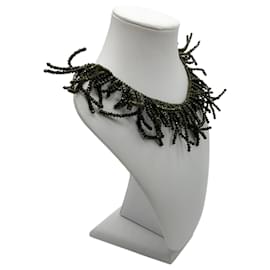 Brunello Cucinelli-Brunello Cucinelli Olive Green Signed Beaded Toggle Necklace-Green