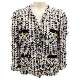 Edward Achour-Edward Achour White / Black Tweed Jacket-White