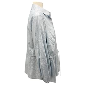 Akris Punto-Akris Punto Light Blue Metallic Drawstring Top-Blue