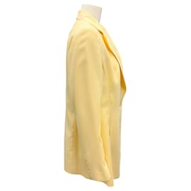 Akris-Akris Pale Yellow One Button Classic Cashmere Blazer-Yellow