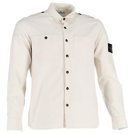 Camisa com botão Stone Island com bolsos em algodão creme Branco Cru