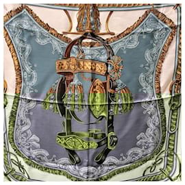 Hermès-Hermes Vintage Silk Scarf Brides de Cour 1969 Françoise de la Perrière-Yellow
