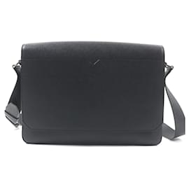 Valextra-Valextra V-Line Leather Shoulder Bag-Black