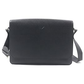 Valextra V-Line Leder Schultertasche Schwarz