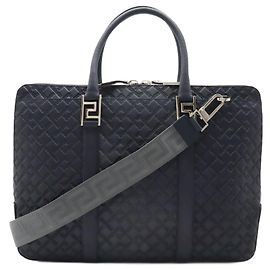 Versace Leather 2way Briefcase Blue