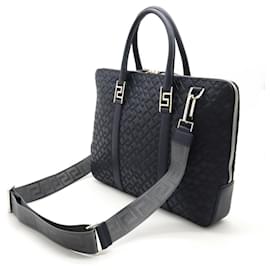 Versace-Versace Leather 2way Briefcase-Blue