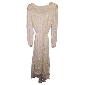 Zimmermann-Zimmermann Lace Maxi Dress in White Viscose-Brown,Beige