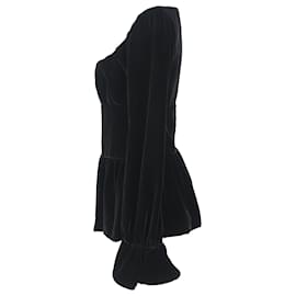 Tom Ford-Tom Ford Square Neck Puff Sleeve Blouse in Black Velvet-Black