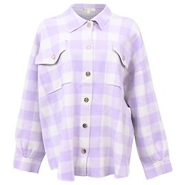 Maje Michael kariertes Hemdjacke aus lila Viskose Andere