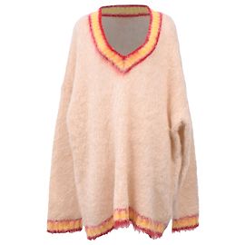 Suéter oversized com decote em V em mohair multicolorido Marni Multicor