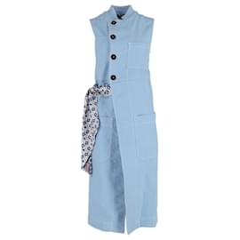 Chloé- Chloé Floral Printed Midi Wrap Dress in Blue Cotton-Blue,Light blue