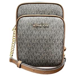 Michael Kors-Michael Kors JET SET TRAVEL MK Signature Shoulder Bag-Black