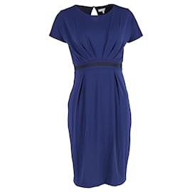 Max Mara- Max Mara Gathered Waist Midi Dress in Navy Blue Polyester-Blue,Navy blue