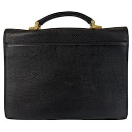 Versace-Bolsa de negócios em couro Medusa Sunburst da Versace-Preto