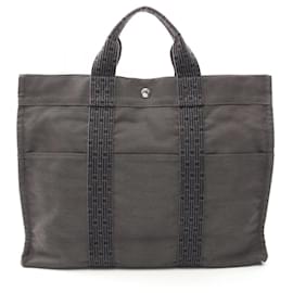 Hermès-Hermes Herline MM Nylon Canvas Tote Bag-Grey
