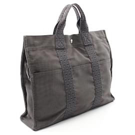 Hermès-Hermes Herline Nylon Canvas Tote Bag-Grey