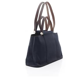 Hermès-Sac cabas ElanPM Toile Officier en cuir Hermes-Noir