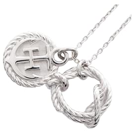 Hermès-Hermes Cordage Stainless Steel Necklace-Silvery,Metallic