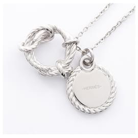 Hermès-Hermes Cordage Stainless Steel Necklace-Silvery,Metallic