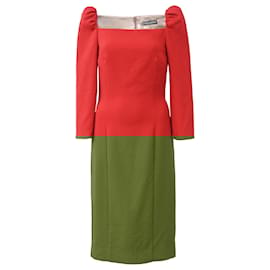Dolce & Gabbana-Dolce & Gabbana Square-Neck Pencil Dress in Red Wool-Red