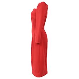 Dolce & Gabbana-Dolce & Gabbana Square-Neck Pencil Dress in Red Wool-Red