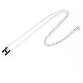 Hermès-Hermes MINI POP H Stainless Steel Necklace-Silvery,Metallic