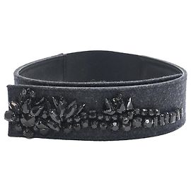 Marni Beaded Belt in Black Wool Black