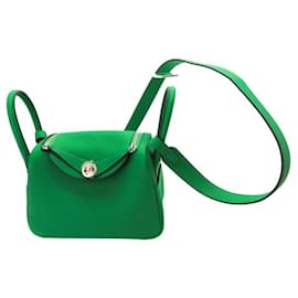 Hermès-Sac à épaule Hermes Lindy Mini Taurillon Clemence-Vert