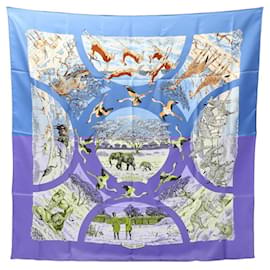 Hermès-Foulard en soie Hermès Carre 90 TANZANIE-Bleu