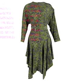 Chloé-Chloé Asymmetric Paisley-Print Midi Dress In Brown Silk-Brown