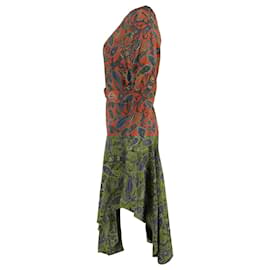 Chloé-Chloé Asymmetric Paisley-Print Midi Dress In Brown Silk-Brown