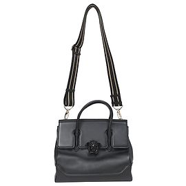 Bolsa de alça Versace Palazzo Empire em couro preto Preto