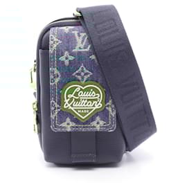 Louis Vuitton-Sac à bandoulière Louis Vuitton Double Phone Pouch Monogram Denim-Bleu