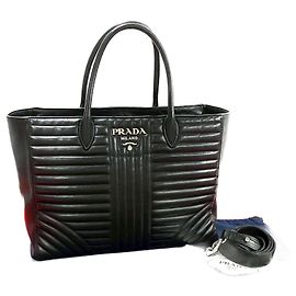 Bolsa 2 em 1 de couro Diagramme da Prada Preto
