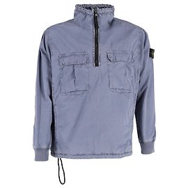 Giacca Anorak con mezza zip in cotone blu di Stone Island Blu Blu chiaro