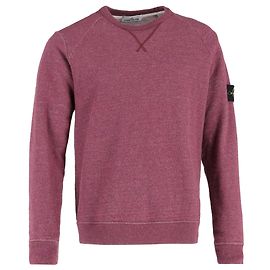 Suéter de cuello redondo en algodón burdeos con insignia de Stone Island Roja Burdeos