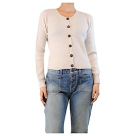Autre Marque-Cream ribbed cashmere cardigan - size UK 8-Cream