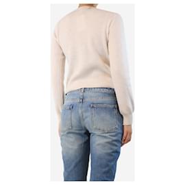 Autre Marque-Cream ribbed cashmere cardigan - size UK 8-Cream