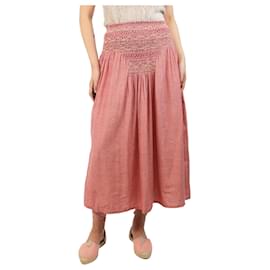 Autre Marque-Pink shirred midi skirt - size S-Pink