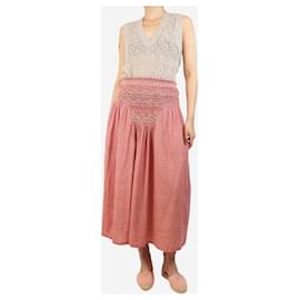 Autre Marque-Pink shirred midi skirt - size S-Pink