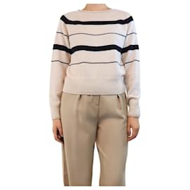 Autre Marque-Stone and navy striped cashmere-blend jumper - size UK 8-Other