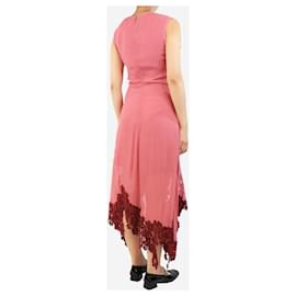 Acne-Pink sleeveless lace-trimmed crepe midi dress - size UK 8-Pink
